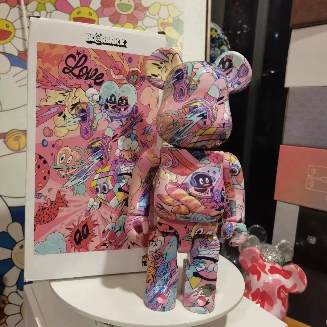 Bearbrick Violent Bear 1000%Plating Tide Playing Bear Hand -Office Toys Home Locker Ladder Van Gogh Qianqiu