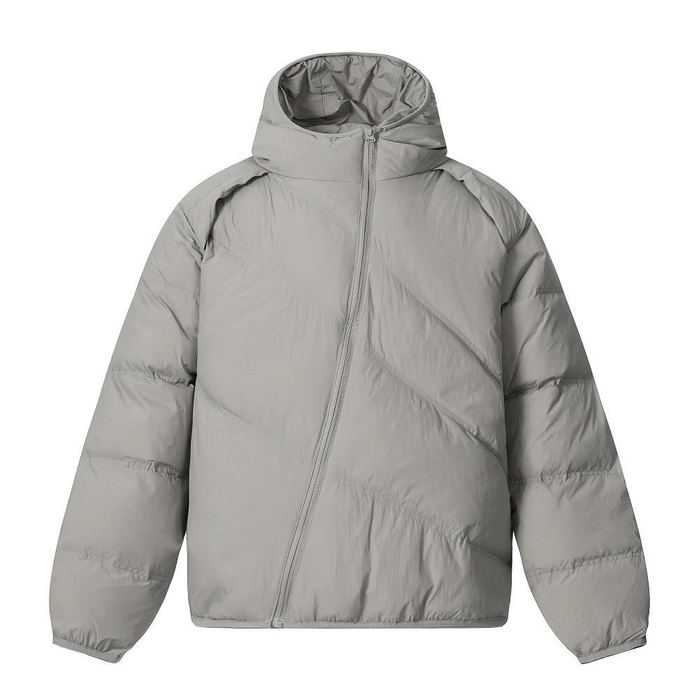 Men's winter solid design down jacket with zipper with hood