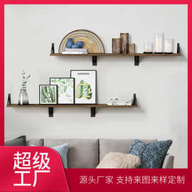 乡村风格浮动搁板壁挂式 3 件套壁架卧室浴室客厅办公室图片植物