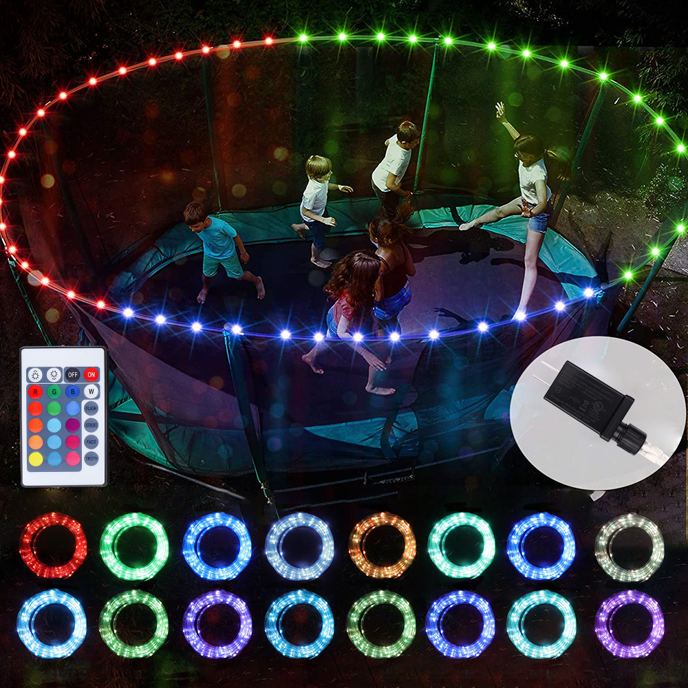 跨境新款led蹦床灯户外16色RGB边缘装饰彩灯防水电源蹦床氛围灯