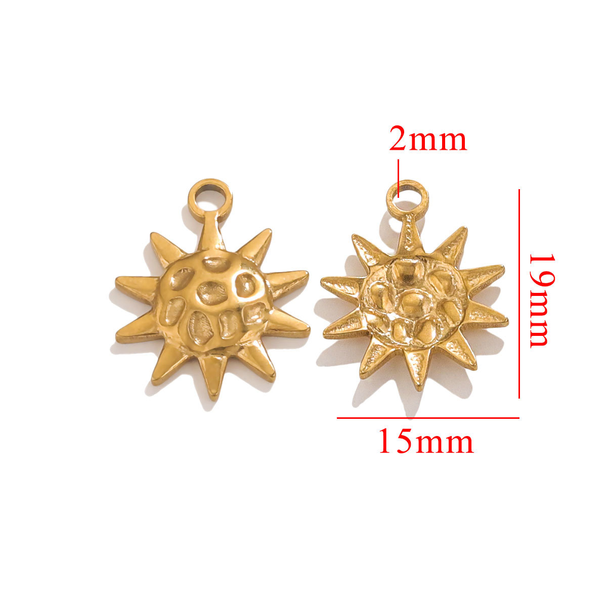 3g Weight Pendant Jewelry Making Type 18K Gold Plated Plating Material Pendant Classification 5 PCS/Package Quantity 304 Stainless Steel Material Sun, Flower Pattern All Seasons Season Plating Design Retro, Classic Style Style 5 PCS/Package 304 Stainless Steel 18K Gold Plated Sun Flower Pendant Pendant 18