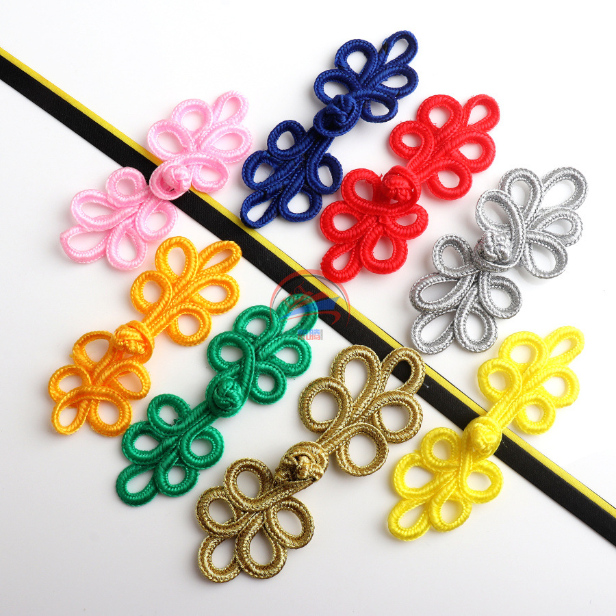 批发小黑色五叶盘扣道士学士服饰旗袍扣复古中式喜帖纽扣辅料厂家