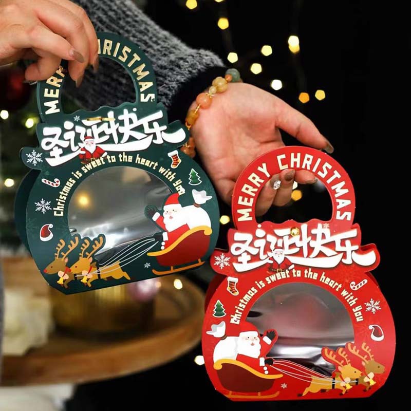 网红新款苹果包装盒圣诞节平安夜平安果包装手提盒圣诞礼品包装盒