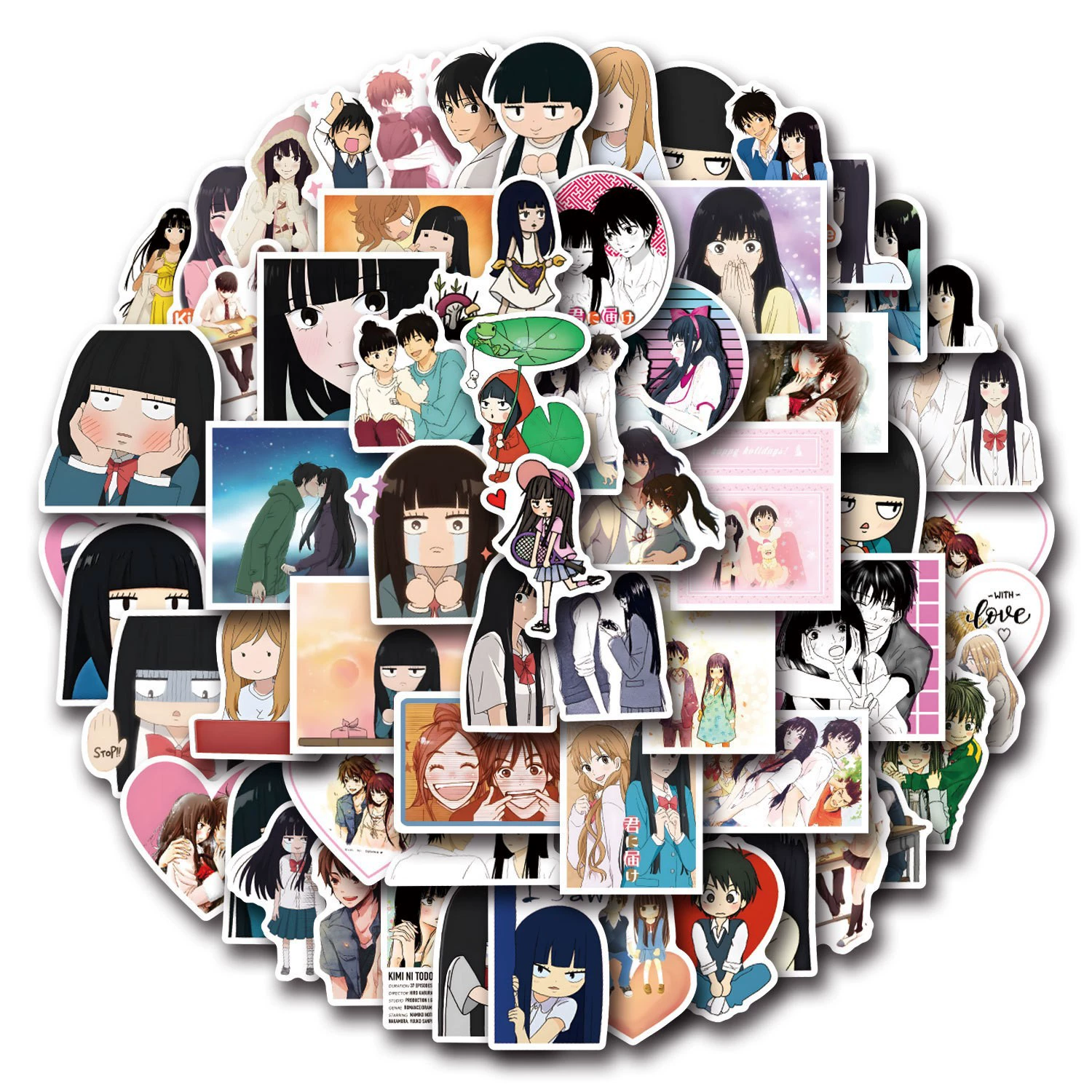 55 штук наклеек kimi ni todoke «действительно хочу сказать тебе» для украшения, скутер, водяной стакан, шлем, водостойкие наклейки