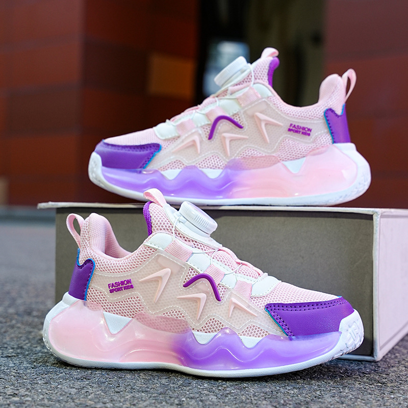 Baskets de running enfant en cuir avec fermeture rotative_voghion.com