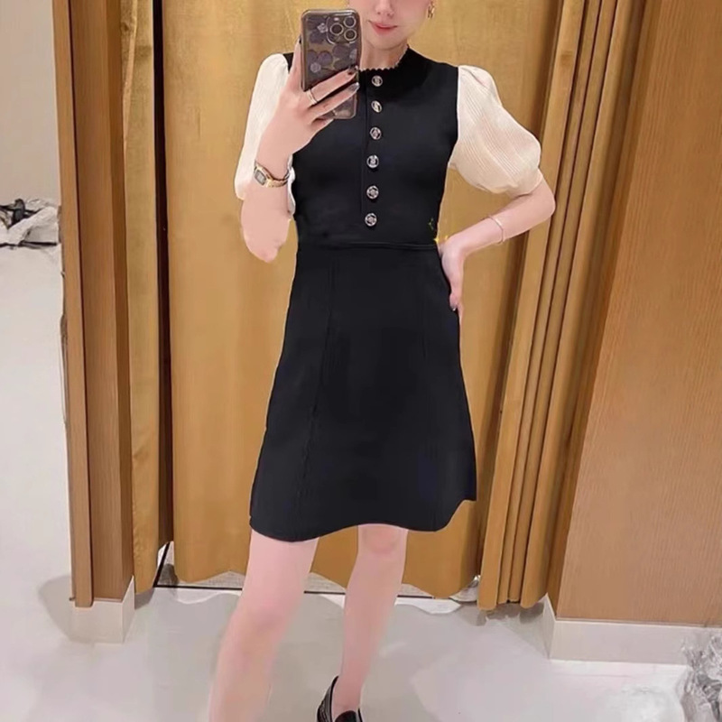 Fadan S Home 2022 Early Autumn New Elegant Slim Puff Sleeve Knitted Dress for Women Fadan S Home 2022 Early Autumn New Elegant Slim Puff Sleeve Knitted Dress for Women