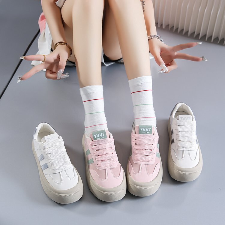 厚底板鞋女2025秋季新款皮面防滑增高韩版休闲小白鞋户外单鞋M26|undefined