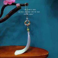 Chinese style crystal rope tassel hanging spikes, Mid-Autumn Festival limited edition, good flowers, full moon, gradient tassel car hanging, pressed placket, Hanfu and other accessories