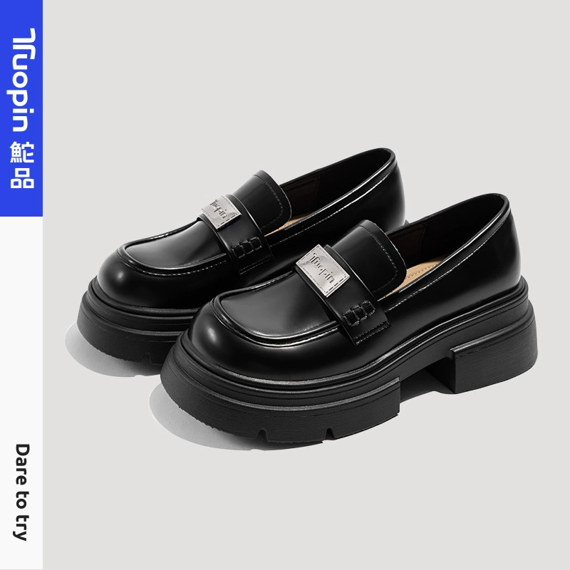 Qipin 2023 осенне-зимние новые кожаные туфли в британском стиле, Женская Однослойная обувь в стиле ретро, лоферы, увеличающие рост роста TP452AT
