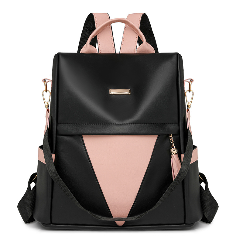 Mochila antirrobo para mujer 2024 nueva moda en contraste color mochila de cercanías de gran capacidad para mujer mochila con borlas multifuncional