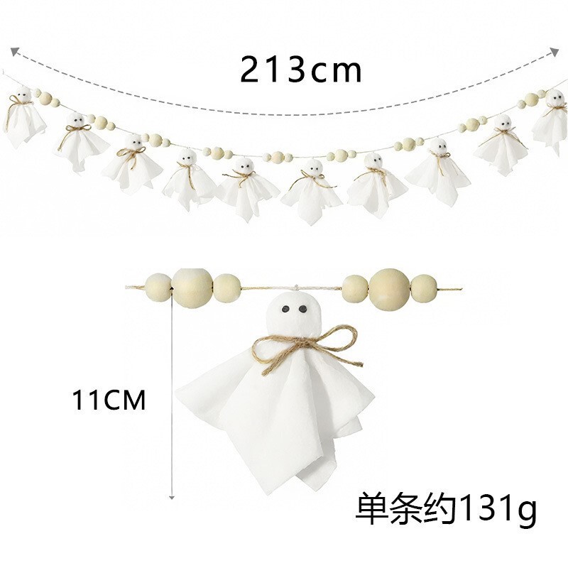 跨境新款万圣节小幽灵悬挂装饰品室内派对用品白色幽灵布置挂饰|undefined