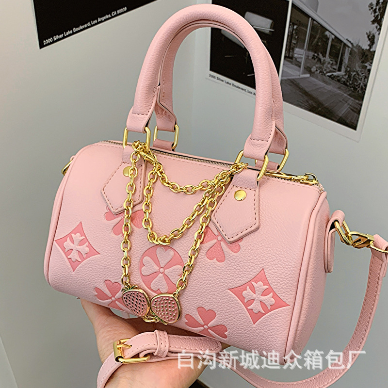 印花手提包2025新款复古时尚女包百搭斜挎包高级感潮流时尚枕头包