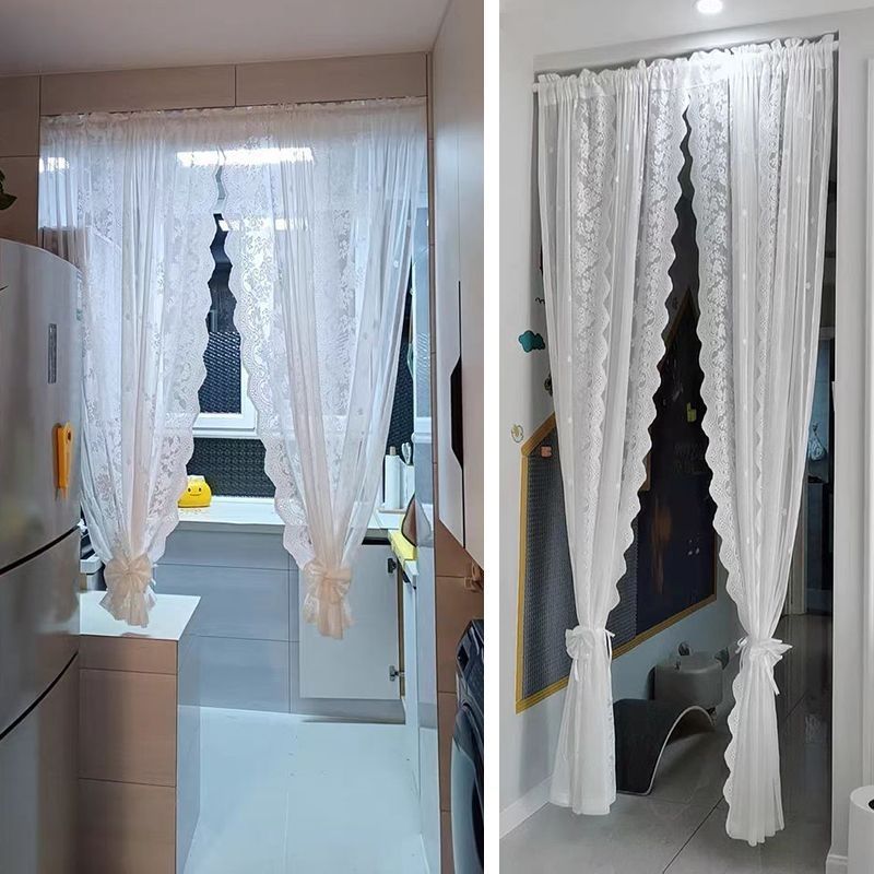 Biela čipkovaná záclona do spálne a kuchyne na suchý zips_voghion.com