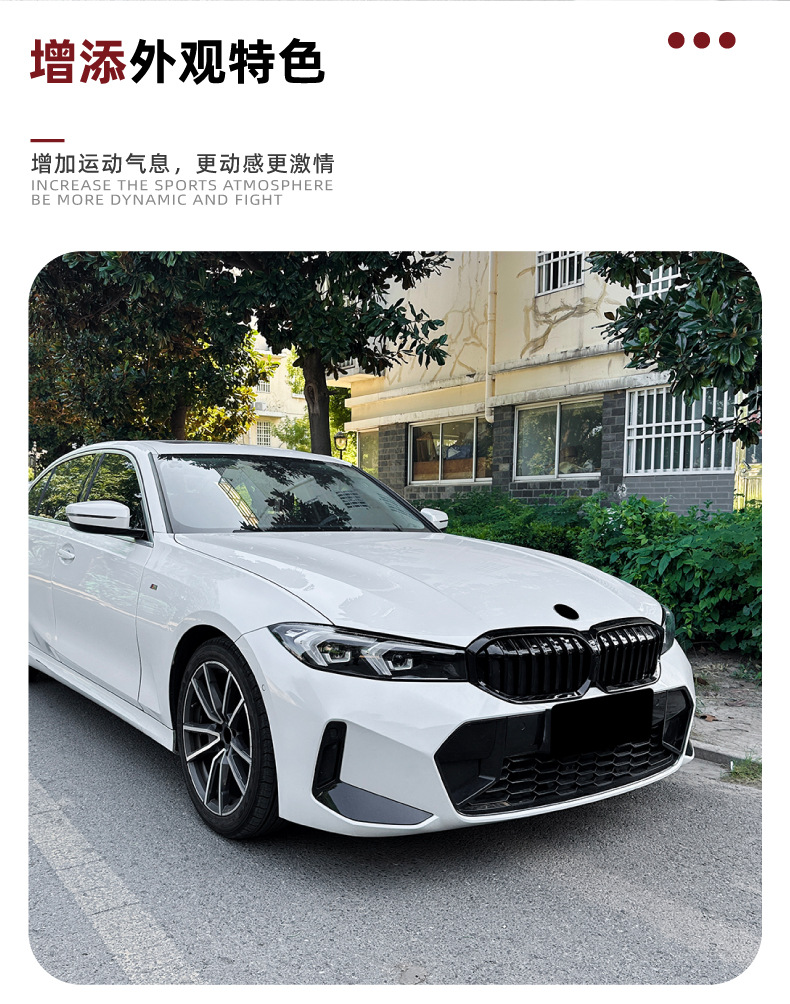 Suitable for Bmw 3 Series Bmw G20 G21 G28 Lci 2023+ Single-Line Glossy Nightshade Front Bumper Grille Modification