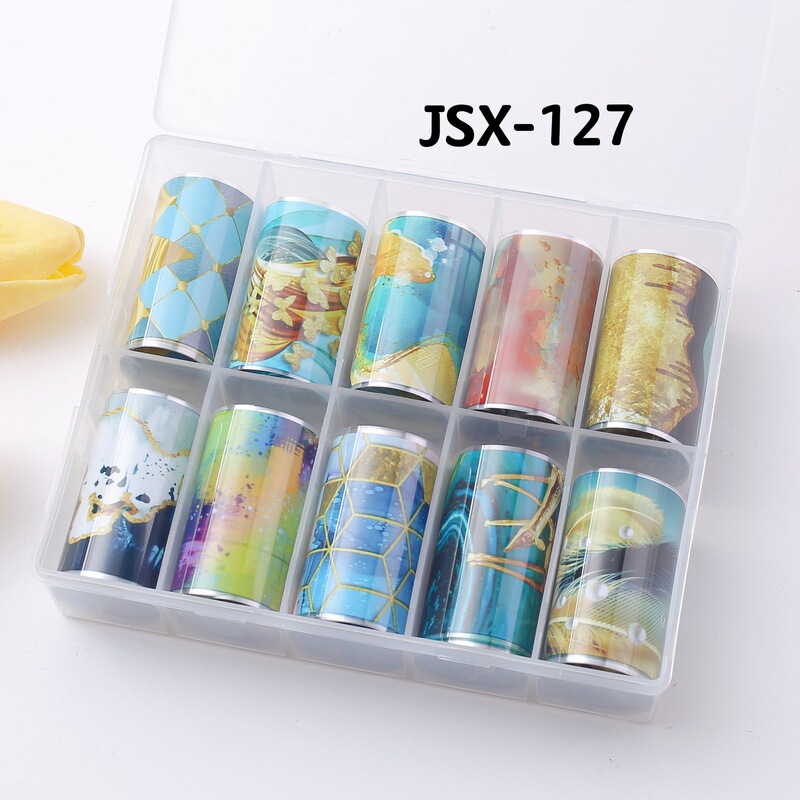 JSX127-132 Nail Art Transfer Paper Sticker Unicorn Snake Set Star Paper 10 Color Large Roll