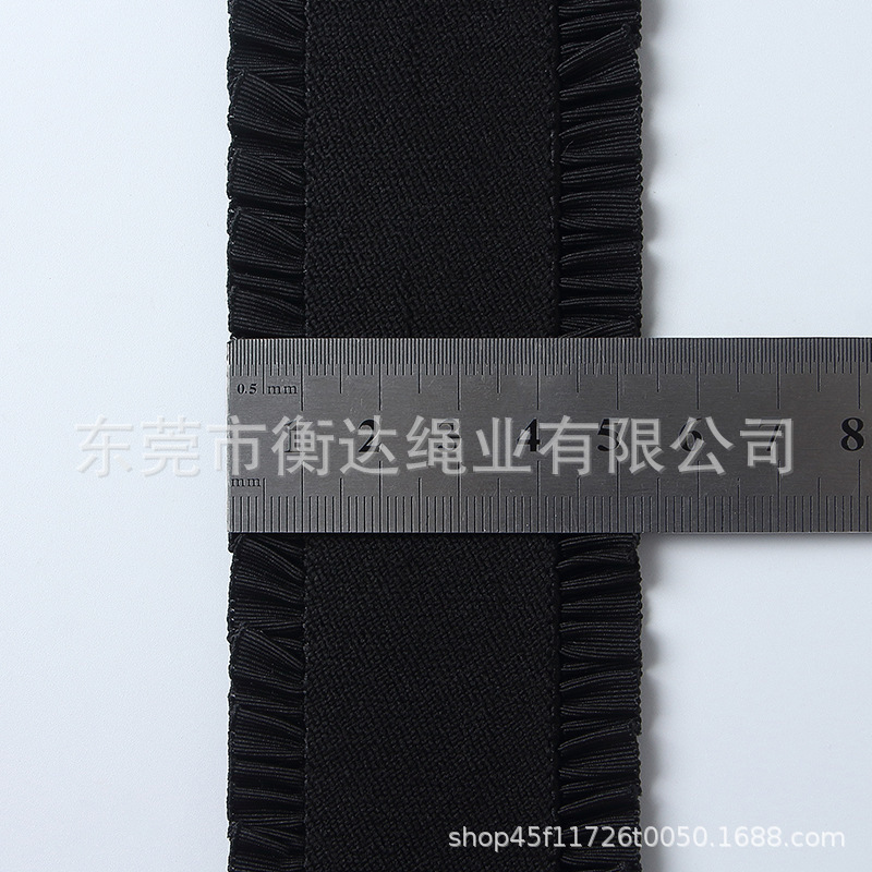 Fábrica de venta al por mayor 5cm negro y blanco dobles pliegues de encaje elástico para fortalecer la falda elástica de cintura de pantalones
