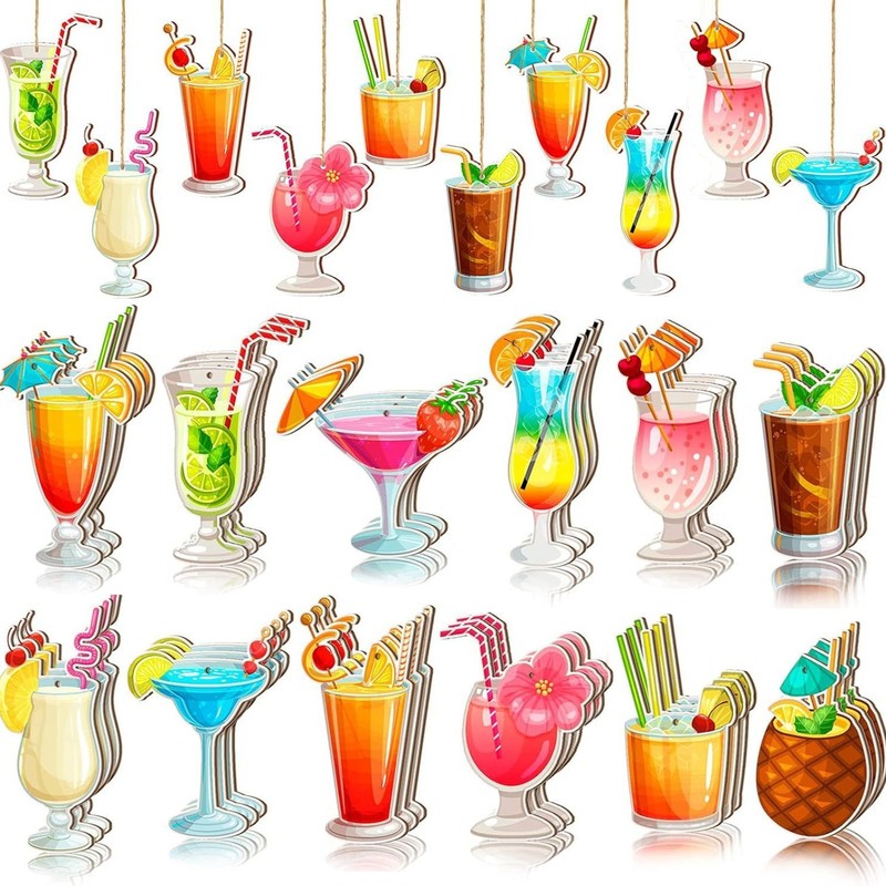 夏の木製カクテルペンダントクリスマスツリー装飾ハワイビーチ装飾ペンダントひも付きハワイパーティー|undefined