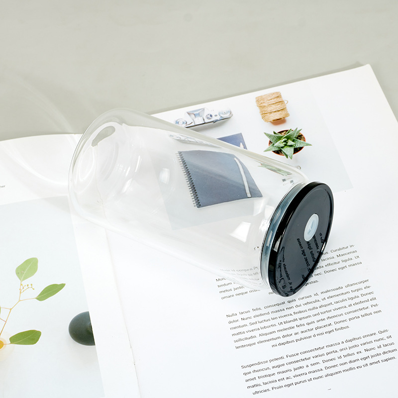 Cross-border Mason Cup sublimación de una sola capa gruesa transparente borosilicato cubierta de color de vidrio taza de agua cubierta de bambú paja al aire libre