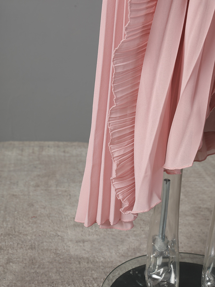 Elegant Chiffon Wrap Neck Maxi Dress With Ruffles & Backless Design For Vacation & Party,Enhances Your Curves While Elongating Your Silhouette._ecoleips.com