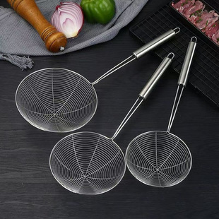 Wholesale Stainless Steel Colander Thickened Filter Round Handle Hot Pot Line Leakage Household Fish Noodles Dumpling Net Leakage Fried Strainer
