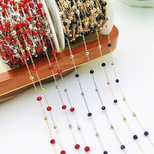 DIY Jewelry Accessories Color-Preserving Chain 3mm Crystal Small Copper Beads Crystal Handmade Chain Necklace Earrings Jewelry Material