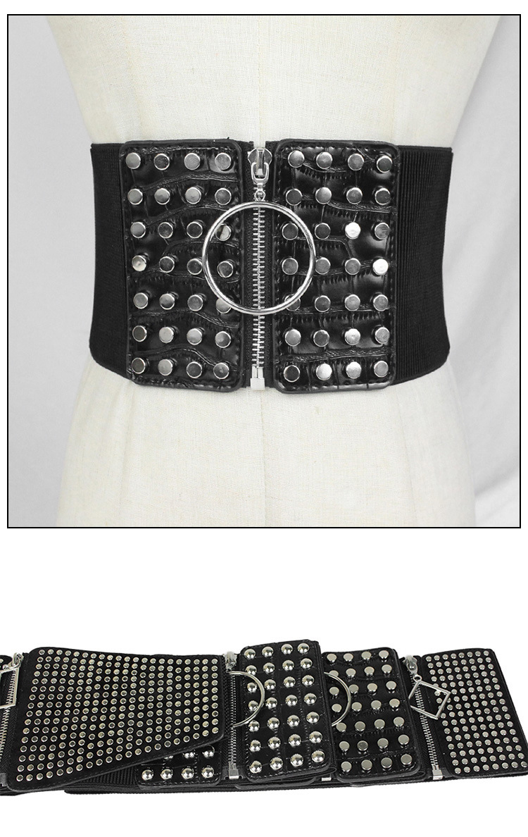 Fashion Solid Color Pu Leather Rivet Women's Corset Belts display picture 3