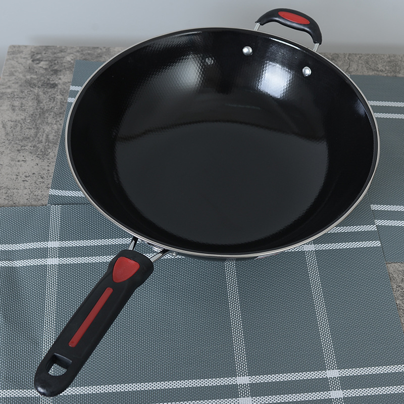 Olla de cocina no es fácil de pegar olla de hierro hogar no óxido ligero negro de humo ultra-ligero olla de esmalte para damas pan de gas