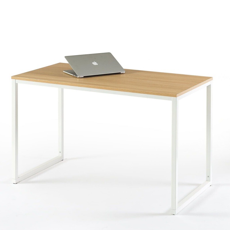 White frame desk, computer workstation, desk, easy to assemble, suitable for home office