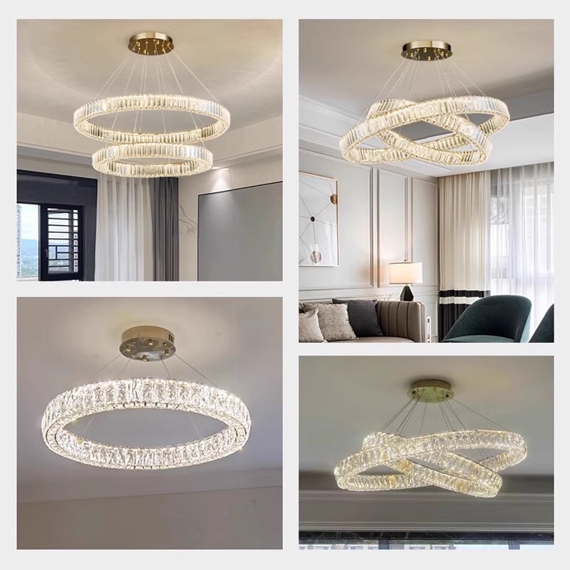 LED escalera creativa iluminación circular sala de estar moderna escalera dúplex simple cristal dormitorio alto edificio dúplex
