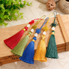 Nylon Small-Sized Jade Thread Knot Chinese Knot Tassel Sachet Hanging Charm USB Drive Bookmark with Vintage-Style Jade Tassel