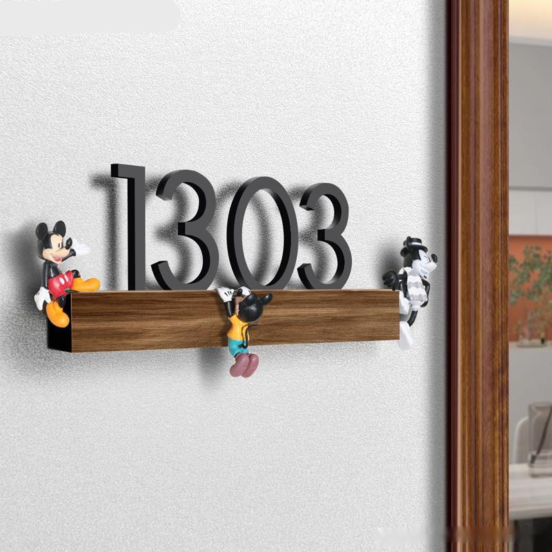 创意亚克力门牌号码牌家用发光轻奢高档个性门牌号房间房号牌卡通