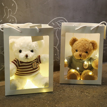 批發新款禮盒袋裝燈泰迪毛衣情侶熊毛絨玩具布娃娃公仔情人節禮物