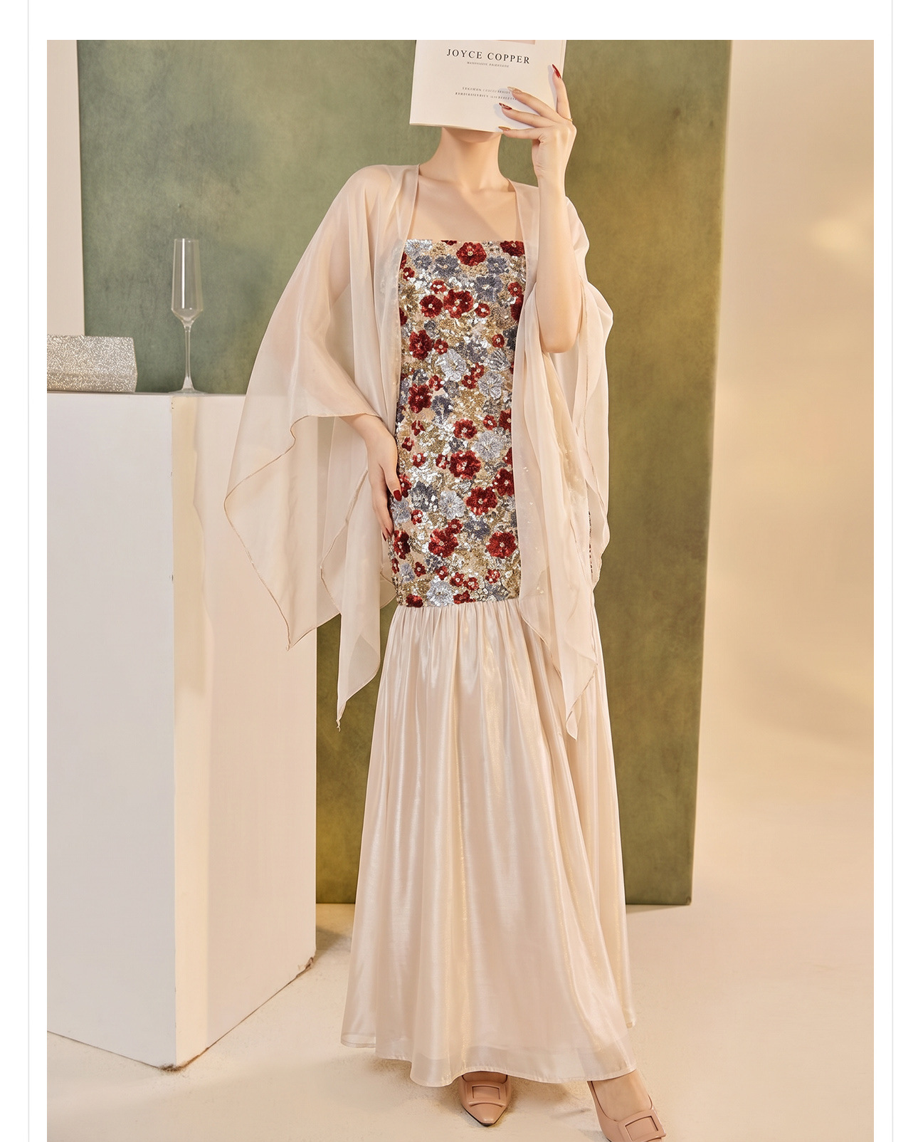 Bộ váy đầm dây thêu ren kết hợp áo khoác cardigan phong cách Trung Hoa mùa hè — Trang chủ, bộ đồ, đầm dây chi tiết 18