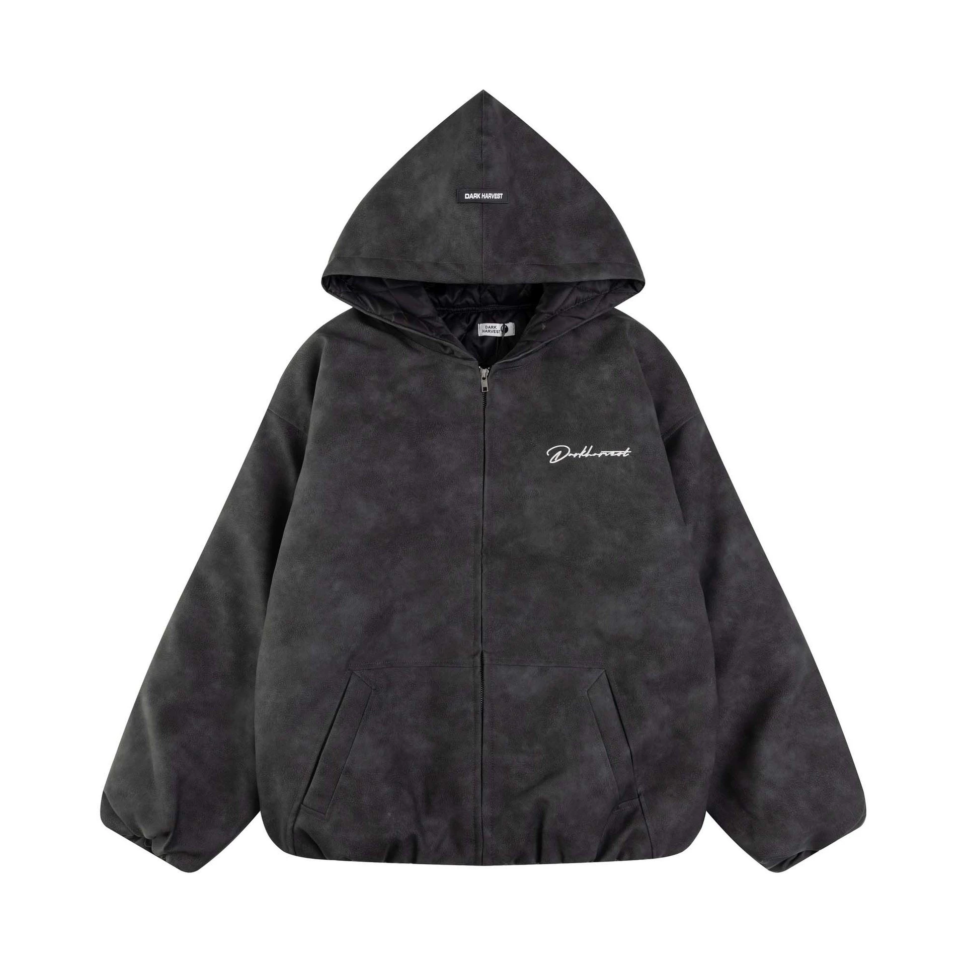Polyurethane hoody for men and women, jacket for leisure, American style, with embroidery, increased thickness, oversize