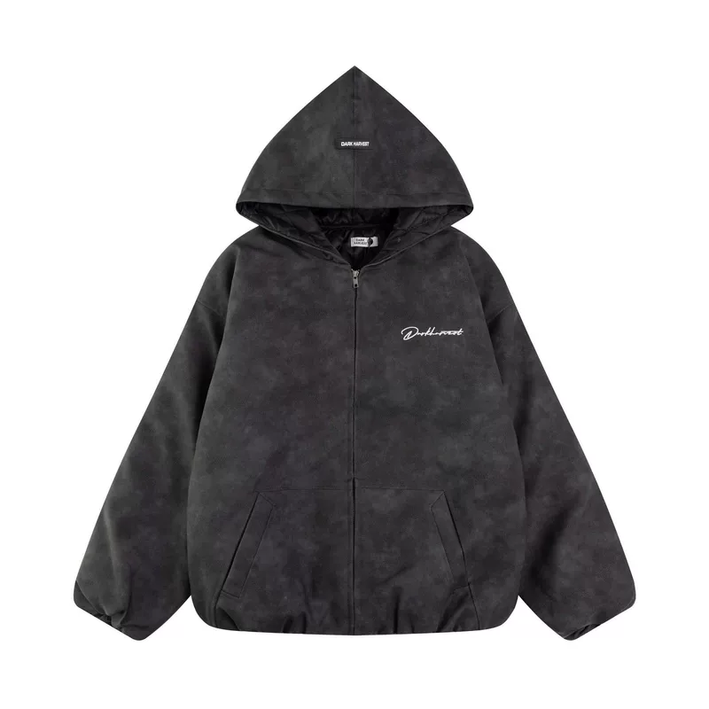 Polyurethane hoody for men and women, jacket for leisure, American style, with embroidery, increased thickness, oversize