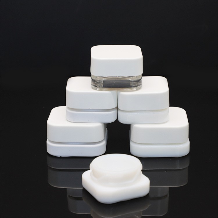 白瓷玻璃方形眼霜瓶 5g9g压旋盖玻璃膏霜瓶儿童防盗盖大麻瓶