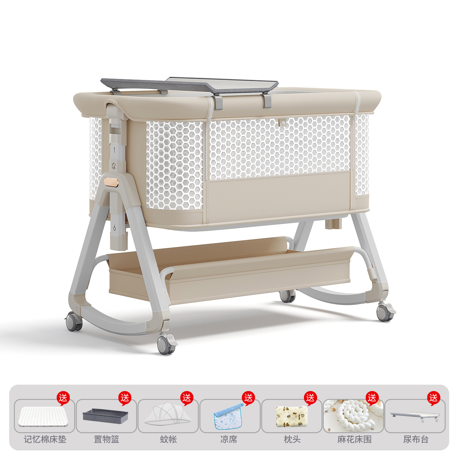 Cama de bebé móvil portátil cuna cama plegable multifuncional BB cama para recién nacidos empalme cama grande