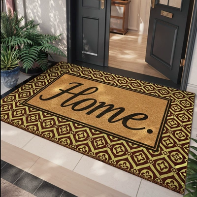 American-Style Wear-Resistant, Dirt-Resistant, Easy-Care Avtomobil döşəmə paspasları - black-gold-frame-home-imitation-coconut-palm-floor-mat-3050cm-imitation-coconut-palm