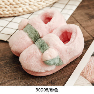 Clearance Children's Cotton Shoes Toe Bag Heel Cute Cartoon Shoes fleece-lined Thickened Warm Home Indoor Cotton Slippers