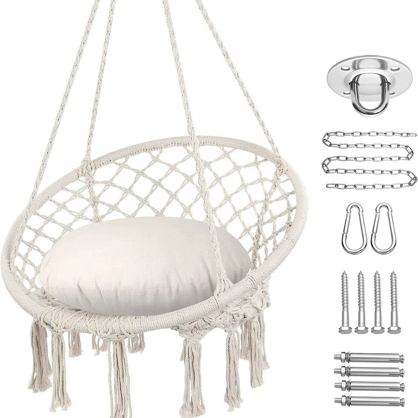 Крытый подвесной стул в скандинавском стиле хлопковая веревка тканая ins подвесная корзина кисточка качели на открытом воздухе сетка Красная ленивая кровать Заводской магазин