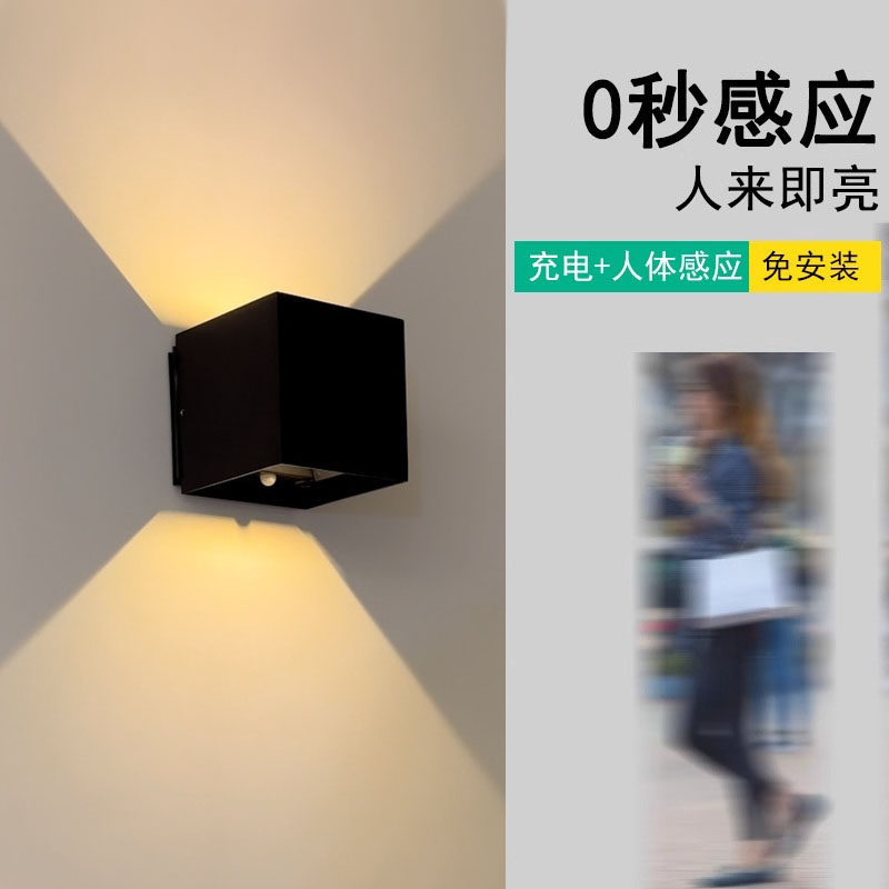 Comercio exterior de lámpara de pared recargable sin cableado de lámpara de inducción de luz instantánea de atracción magnética de montaje de órbita de cama reclinada lámpara simple