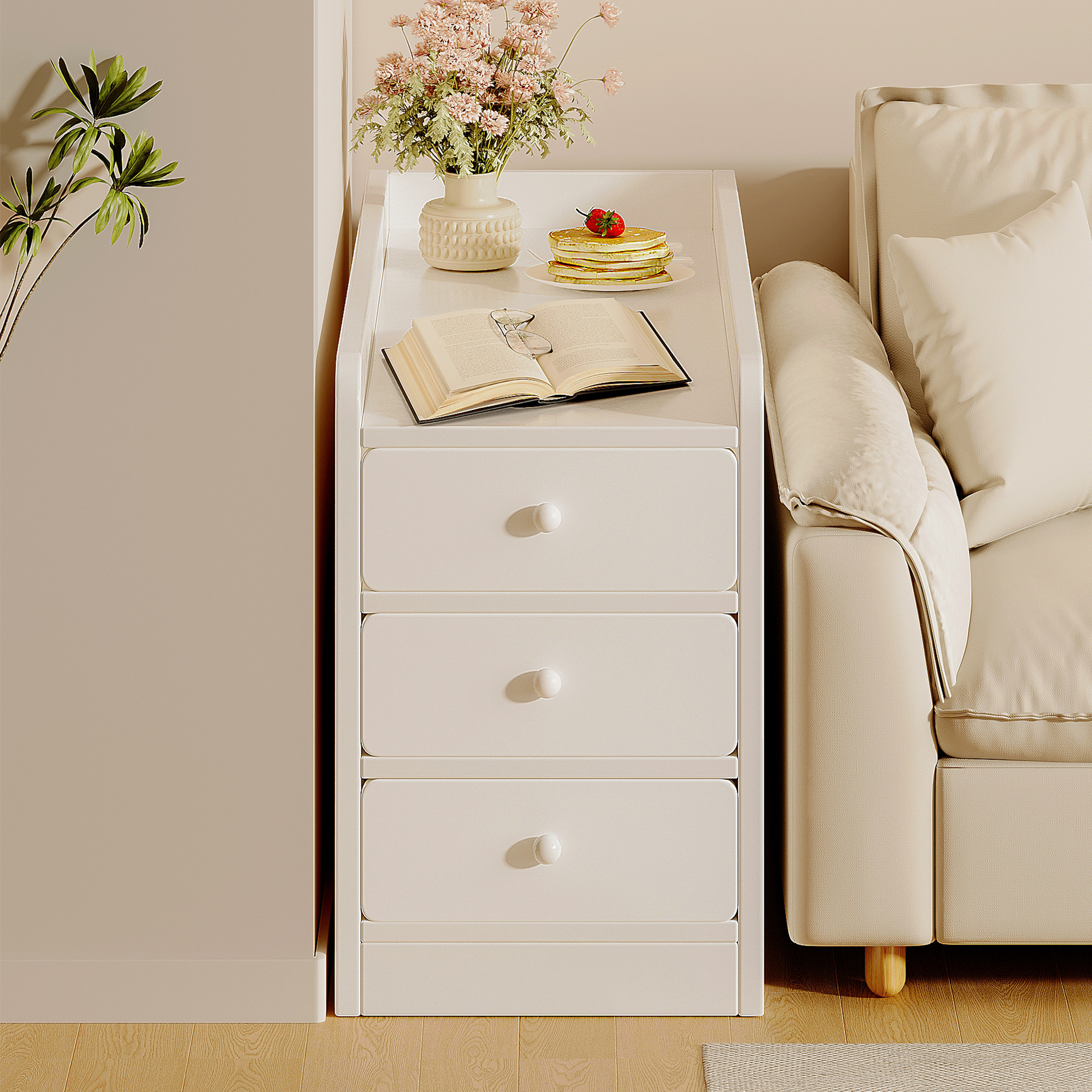 Dormitorio doméstico mesita de noche de madera maciza cabecera pequeña de 30 cm borde de la cama muy estrecho espacio 20cm lado estrecho armario de almacenamiento