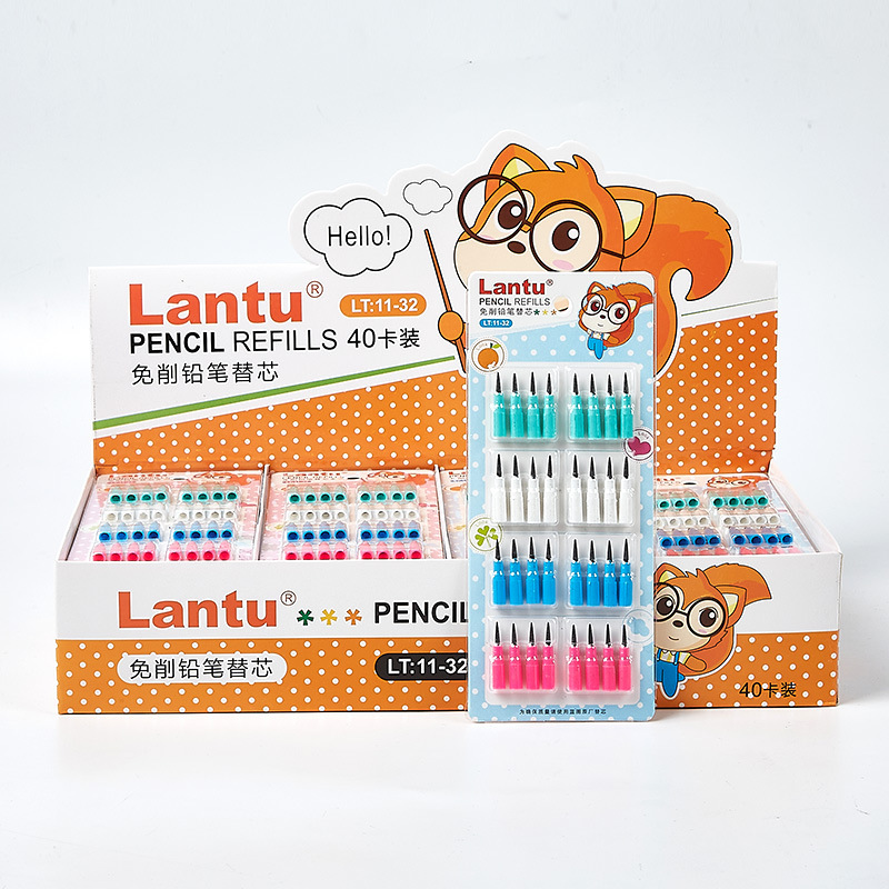 LT11-32 Corte libre de plomo de recarga de bala pluma de plomo escritura suave escritura continua 32 tarjeta montada lápiz núcleo