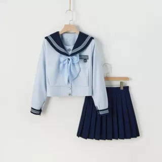 工厂定制抚蝶女子晴空蓝夏季水手服正版JK制服套装学院风JK百褶裙