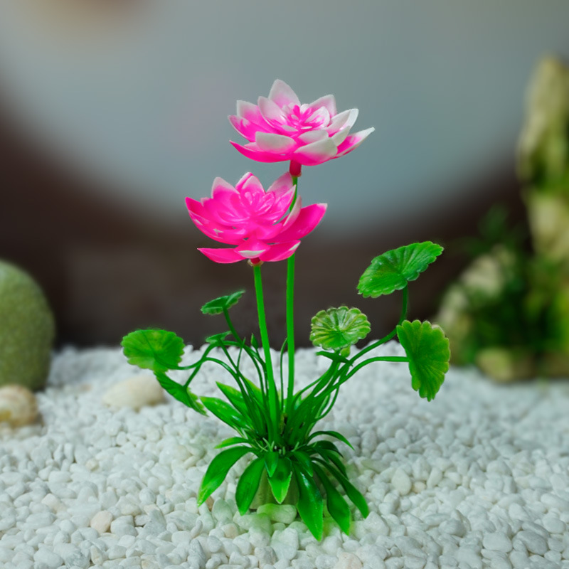 Simulación decoración de loto flor falsa flor hoja de loto pecera agua estanque paisajismo adornos de plástico plantas acuáticas acuario decoración paisajismo