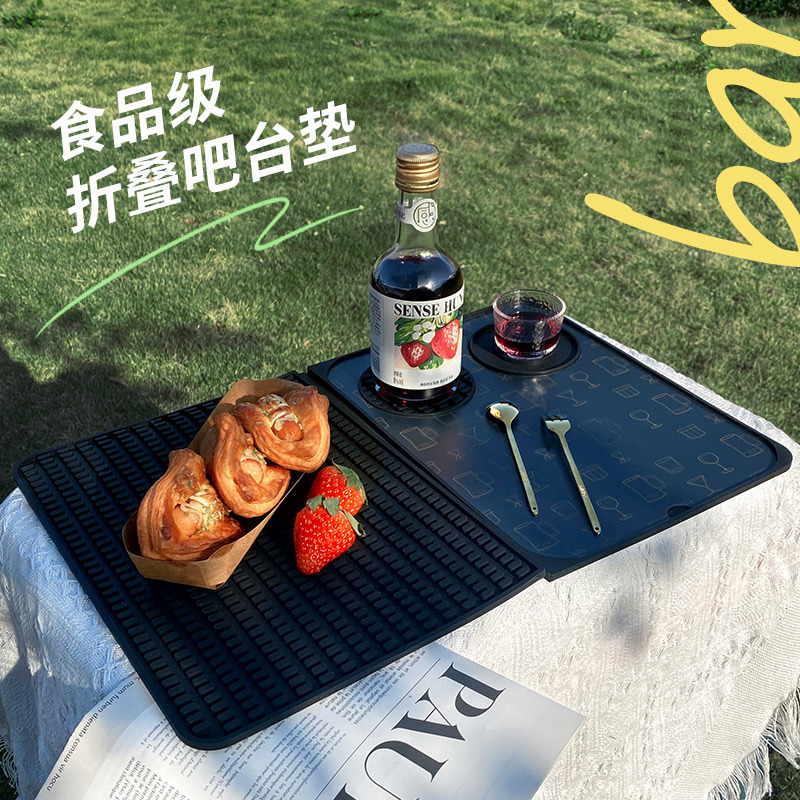 바 매트 실리콘 미끄럼 방지 단열재 매트 고온 저항 접이식 주방 레스토랑 캠핑 피크닉 와인 컵 매트 안티 스케일링 매트