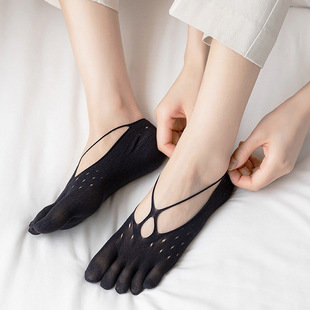 Suspenders Five-Finger Socks Women's Boat Socks Summer Thin Ins Trendy Pointing Low-Mouth Invisible Socks Sweat Absorbing Low-Heeled High Heels Women's Socks