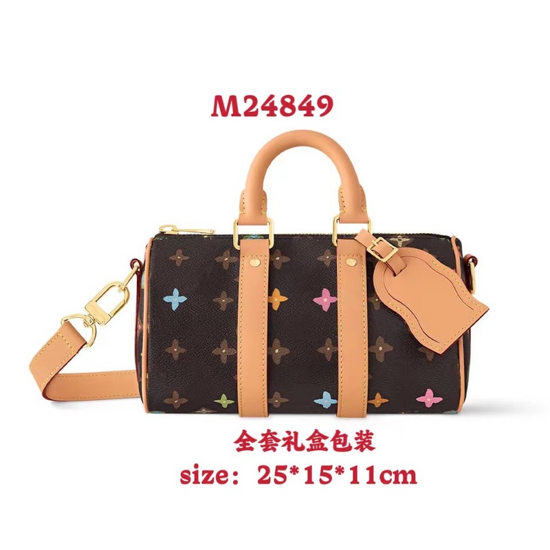 新款keepall-25cm枕头包压花单肩包滚筒包圆筒包时尚斜挎包情侣包|undefined