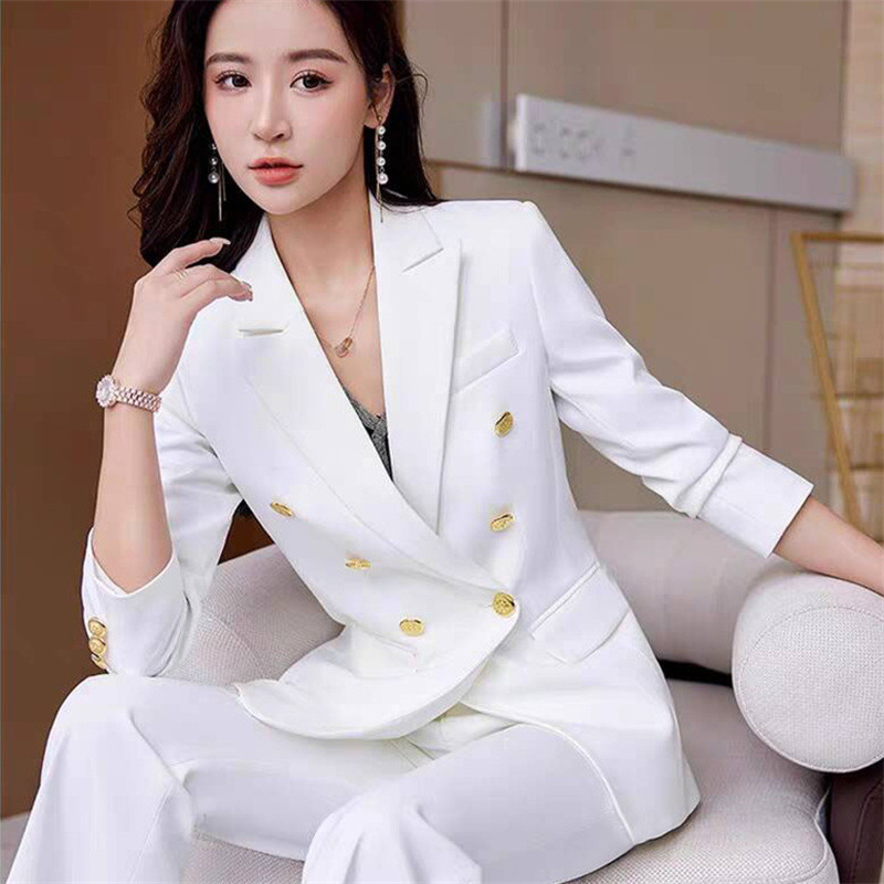 Fashion White Suit Jacket Women's 2025 Spring Fashion Long Sleeve Korean Style Temperament Goddess Commuter Suit Top Women