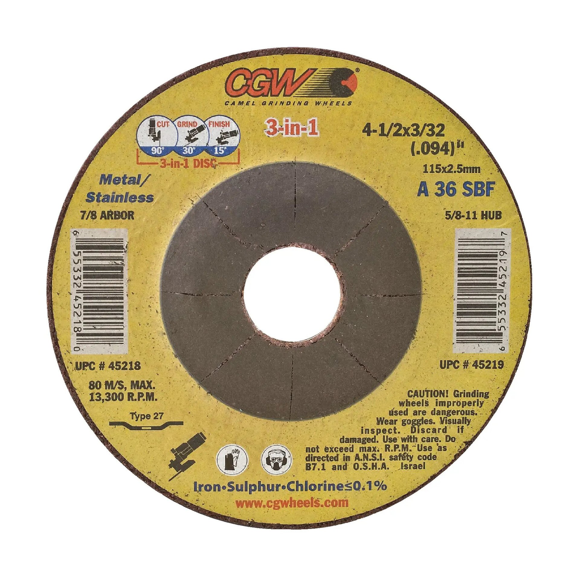 CGW-CAMEL三合一型0.094英寸切割/打磨/抛光片